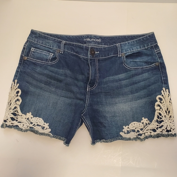 Maurices Pants - Maurices Shorts Womens 15/16 Jean Original Cut Off Thick Stitched Lace Applique